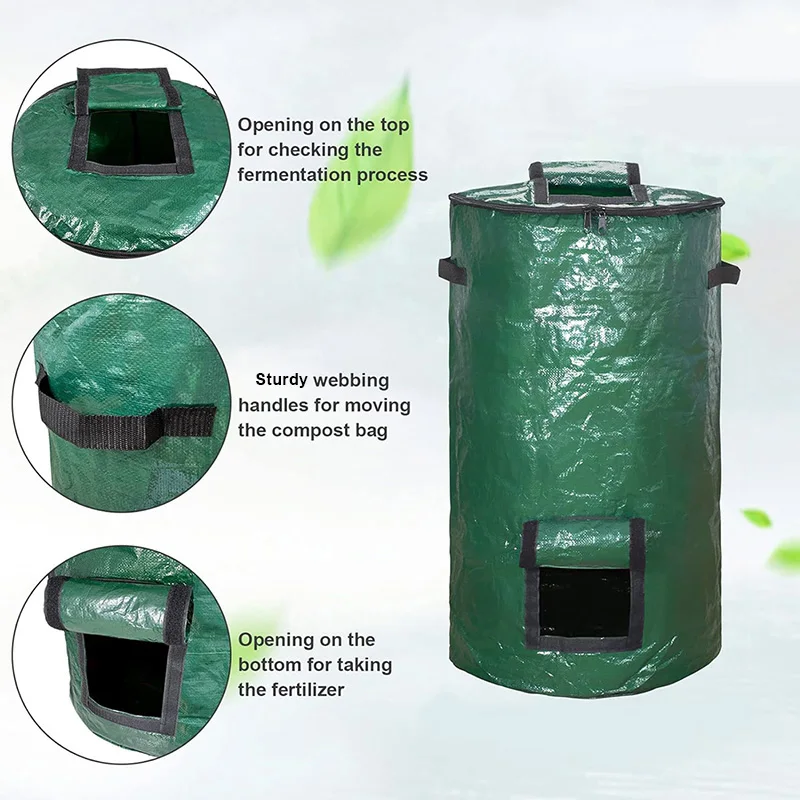 

Collapsible Garden Yard Compost Bag with Lid Environmental Organic Ferment Waste Collector Refuse Sack Composter For Flowerbed