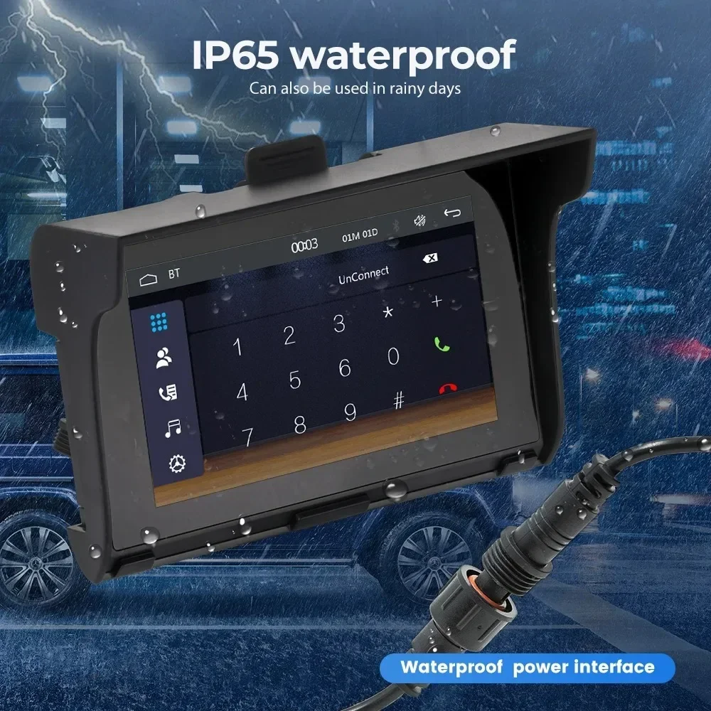 Gearelec Motorcycle Wireless CarPlay Android Auto Portable GPS Navigation Waterproof Carplay Display  IP65