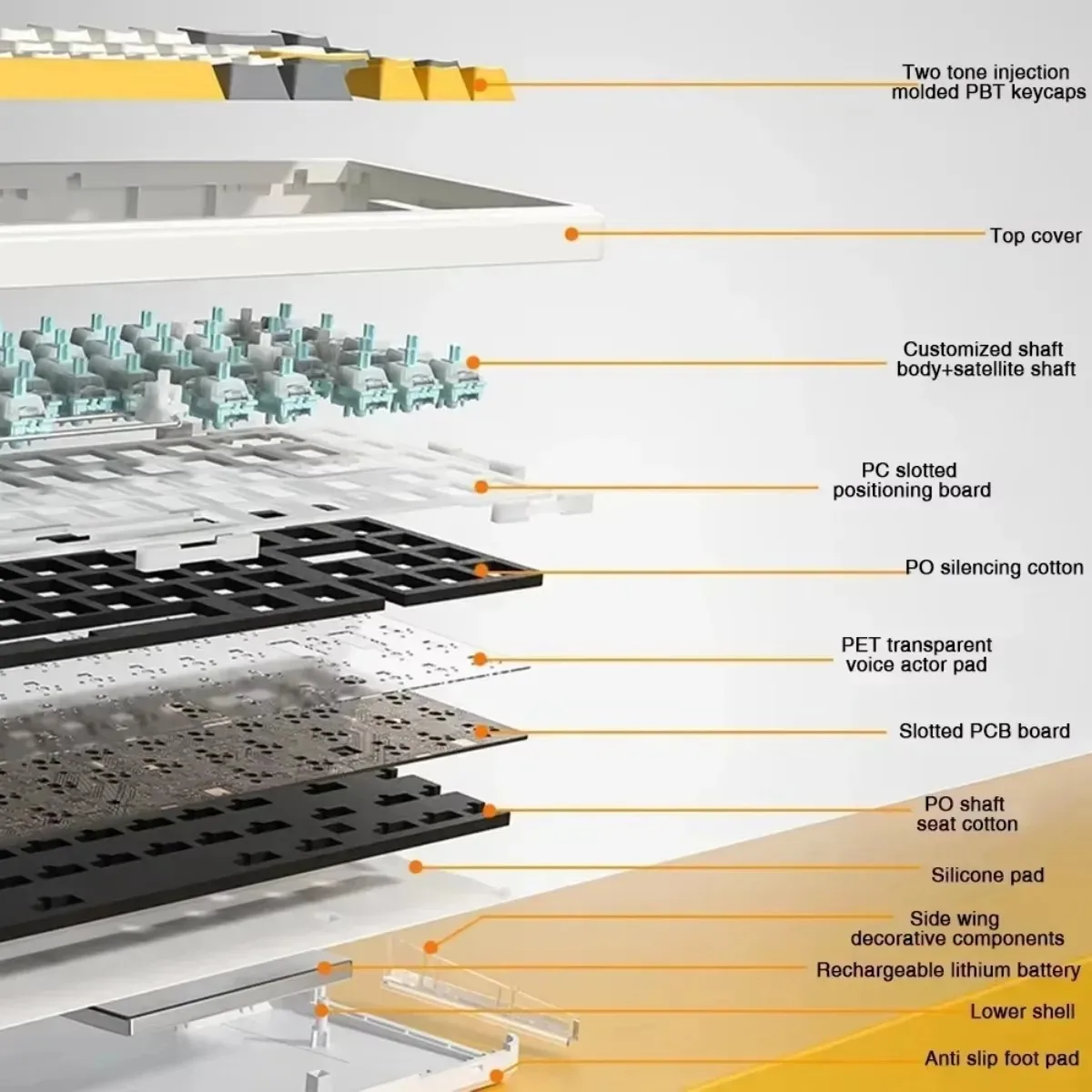 AULA F65 Gaming Keyboard Three Mode Custom Wireless/Bluetooth/Wired Connection Full Key Hot-swapable Esports RGB Keyboards