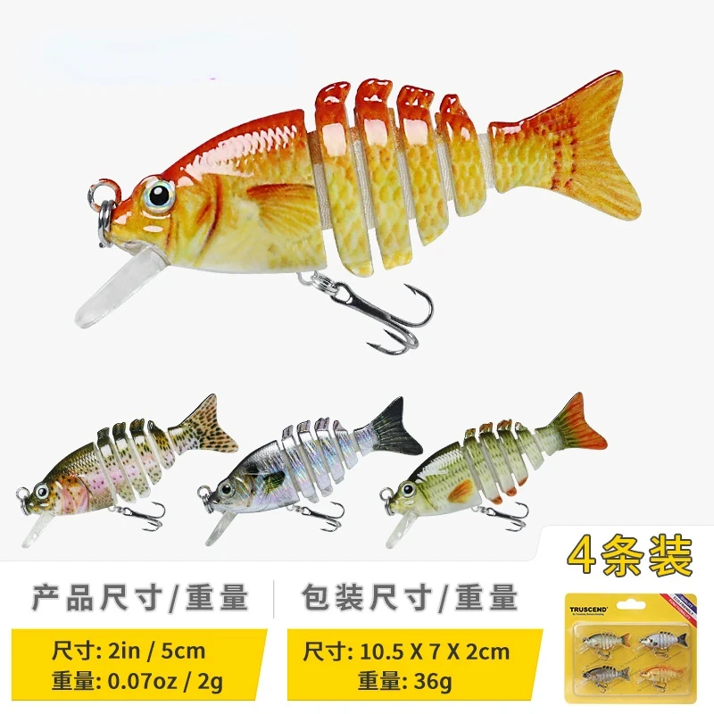 

4Pcs 5cm 2g Sinking Wobblers for Pike Swimbait Jointed Lures for Fishing Artificial Bait Hard Crankbaits Fishing Lure Tackle