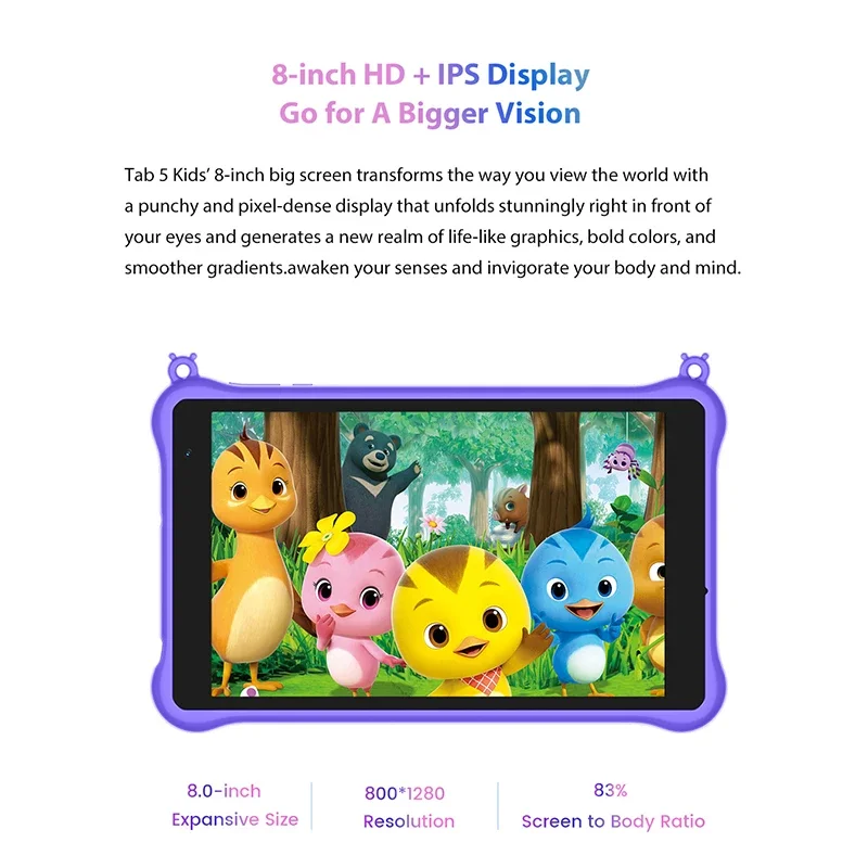 Blackview Tab 5 Kids Tablet 8" HD+ IPS Display Android 12 5 ГБ (3+2) 64 ГБ Режим защиты глаз 5580 мАч Детские учебные планшеты ПК