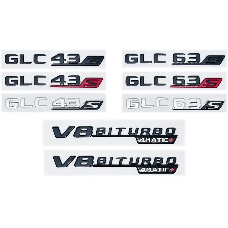 

Glossy Black ABS Car Emblem for Mercedes-Benz GLC43 GLC63 GLC63S V8 Biturbo 4MATIC+ - Side Trunk Rear Logo Decal Fit W166 W167
