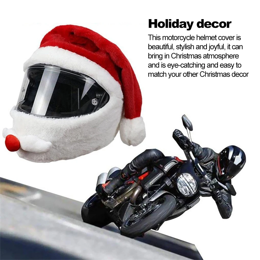 Universal Santa Claus Helmet Cover Plush Christmas Hat for Motorcycle Helmet Happy Party Supplies Xmas Cosplay Accessoories