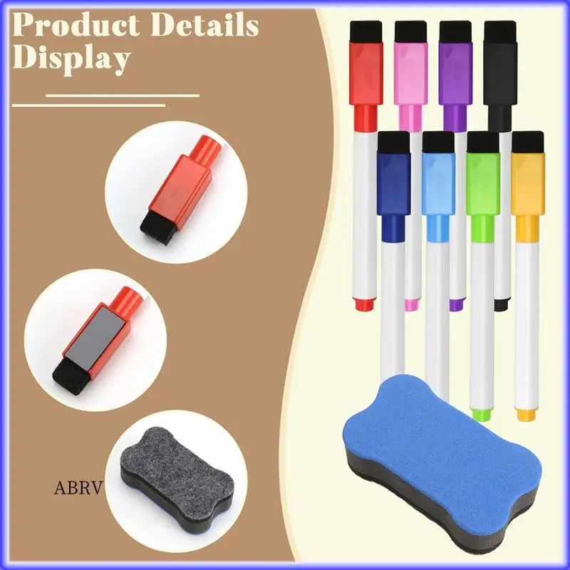 

Highly Recommended-Magnetic Dry Erase Marker Holder, Magnetic Marker Holder For Whiteboard, 8 Pieces Magnetic Dry Erase Markers