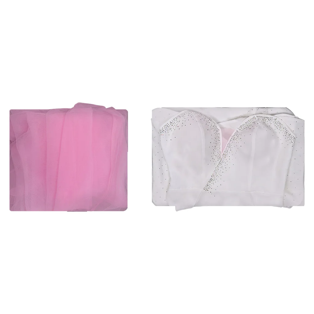 شريرة ​ 2 ل Glinda تأثيري حلي النساء فانتازيا فستان حلو أبيض وردي تنانير دانتيل الكبار النساء تمويه هالوين الدعاوى