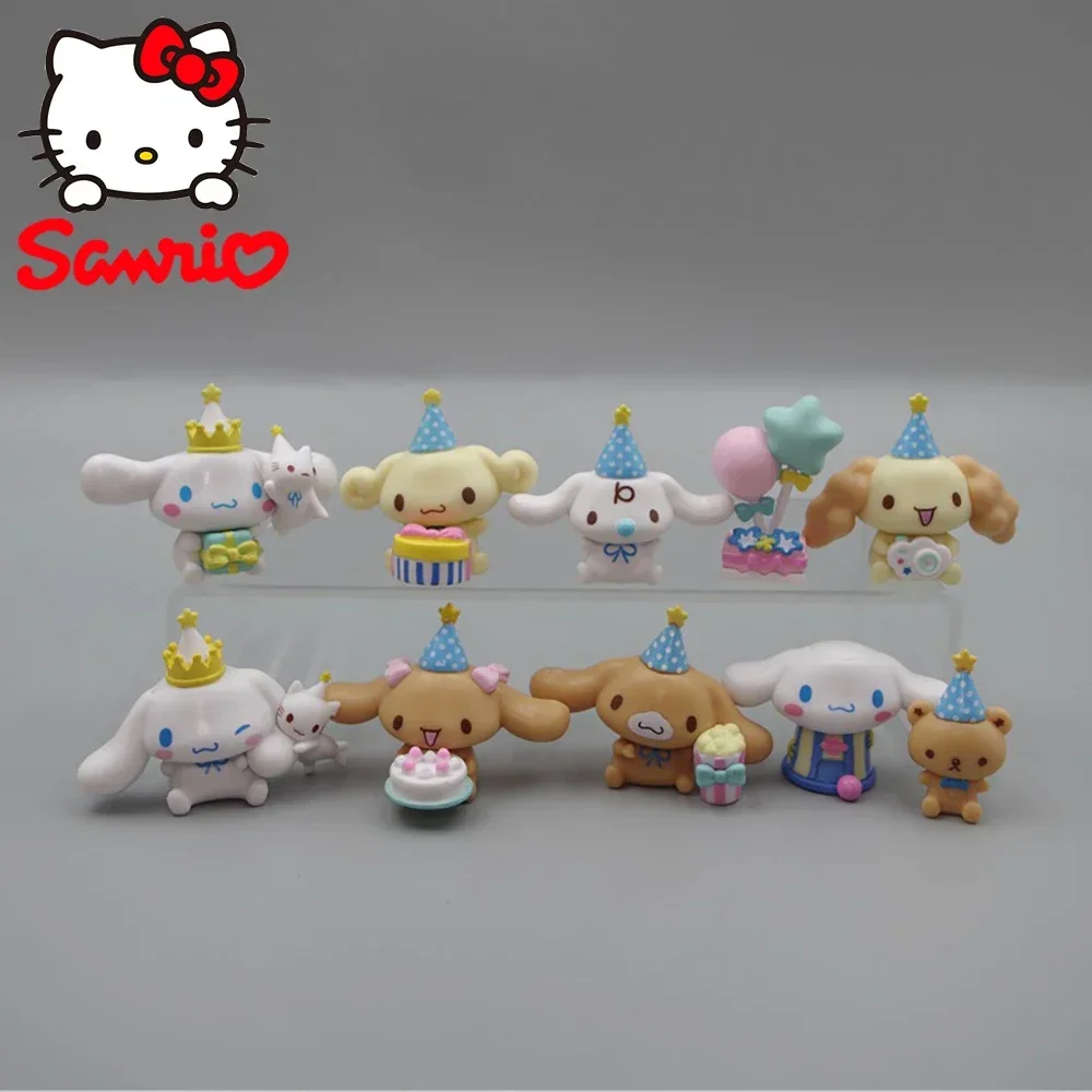 Cinnamoroll Kerstmuts Sanrio 6Cm Figuur Anime Kawaii Hond Actie Collectie Materialen Verjaardagspop Geschenken Speelgoed Voor Kinderen