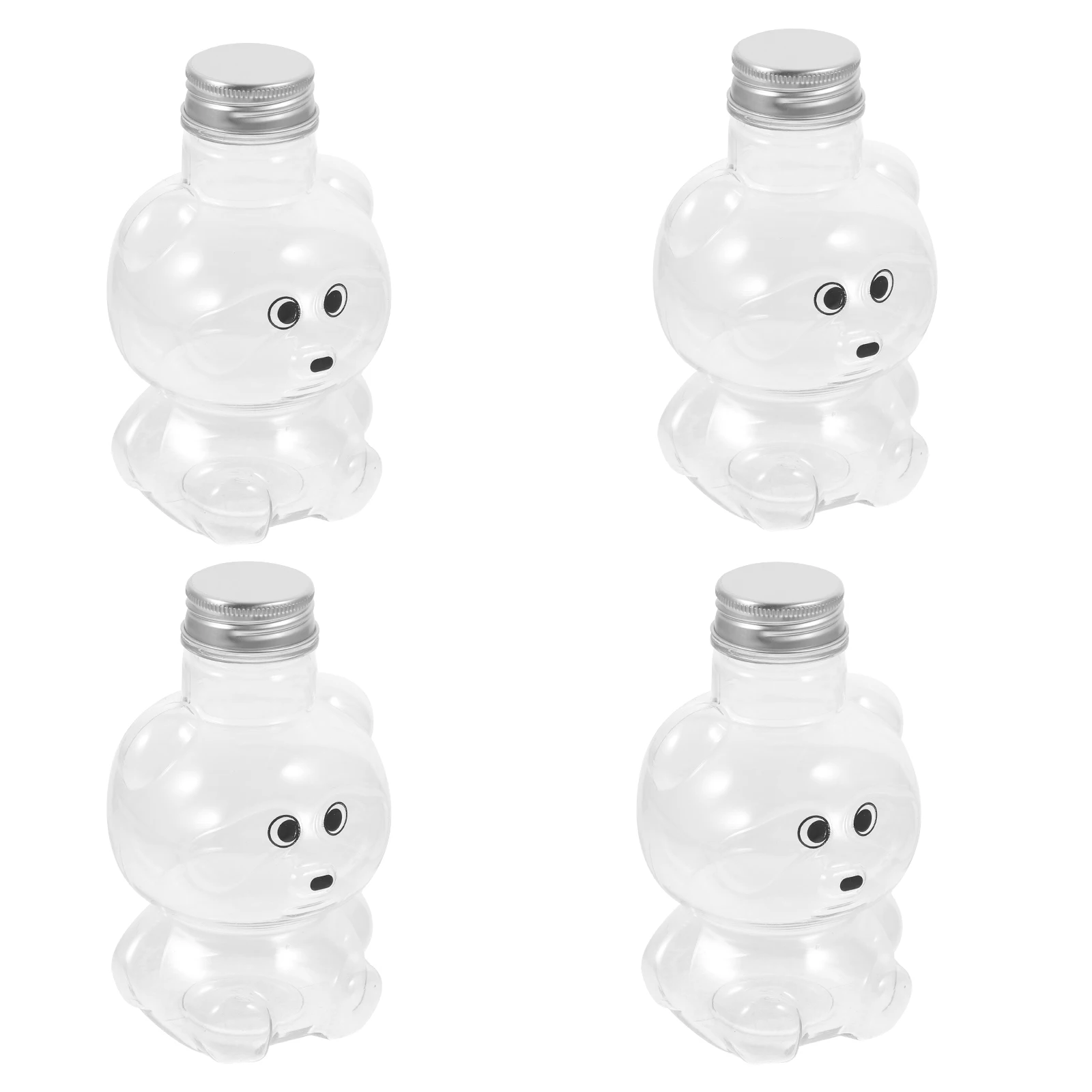 

4pcs Animal Shaped Juice Bottle 500ml Clear Drink Container Cartoon Milk Tea Jar Tiger Lid Sealed Reusable Safe Practical