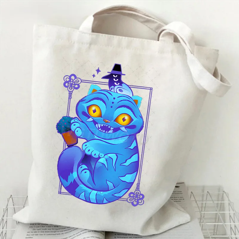 ؟ حار أنين K--البوب شيطان الصيادين النمر حقيبة قماش قنب التسوق Y2k حقيبة تسوق حقيبة المتسوق لمحبي هدية ،