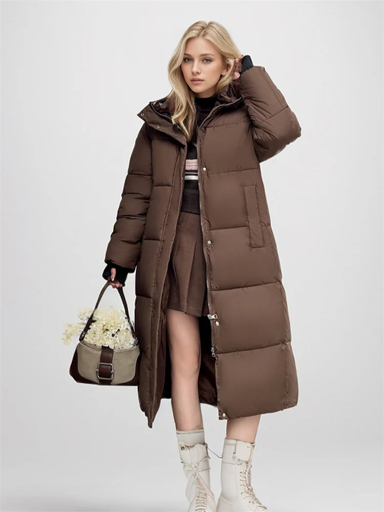 

Women's Long Puffer Jacket New Fashion For Winter Solid Color Hooded Casual Padded Jacket Women's Warm Coat