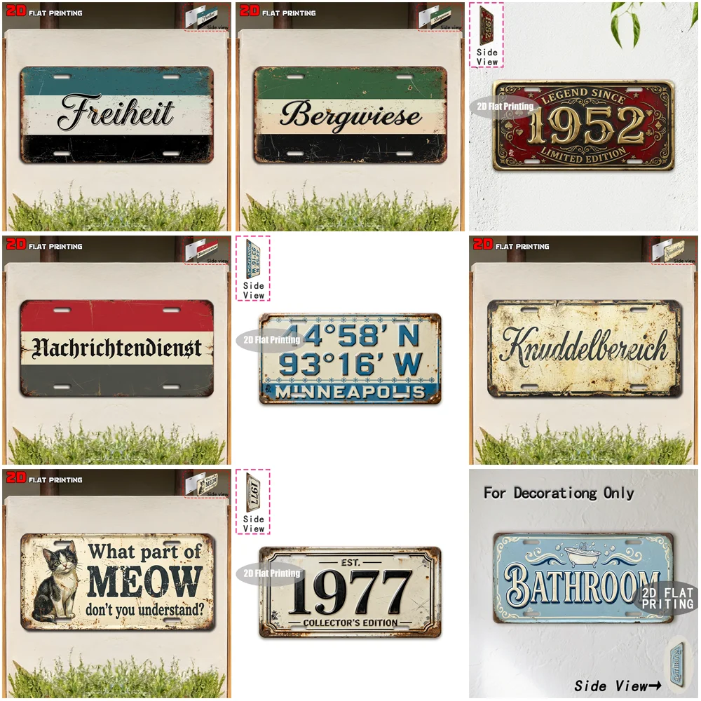 Vintage Animal City Coordinate Room Year Text License Plate Metal Tin Sign Retro Wall Decor For Bar Cafe Home Garden