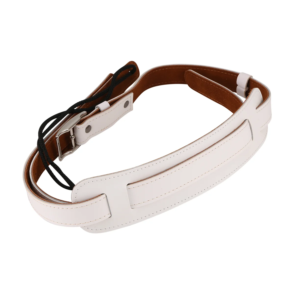 

AA90 Durable Leather and Metal Buckle Electric Guitar Strap Belt Shoulder Pad Adjustable Vintage Guitar Straps-White Color