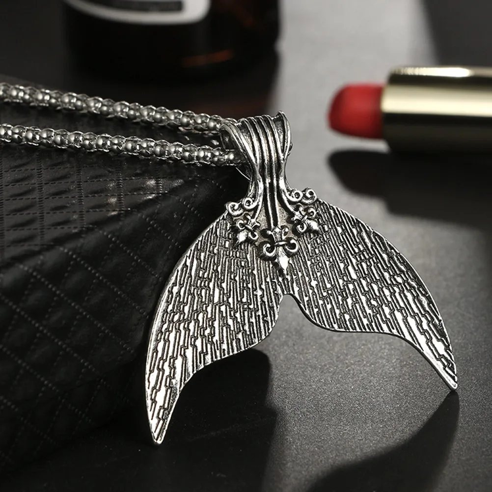 Mermaid Tail Necklace Silver Color Anti-Rust Corrosion Resistant Comfortable Lightweight Beach Jewelry Women Mermaid Pendant