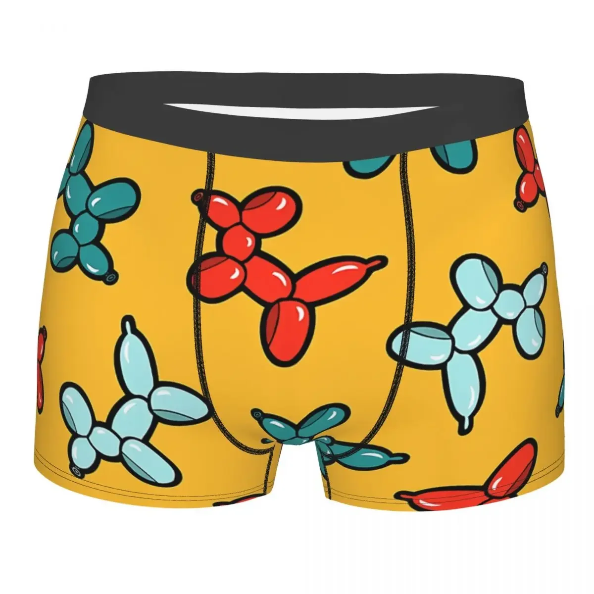 Balloon Animal Dogs Pattern In Yellow Men Boxer Briefs Underpants Highly Breathable Top Quality Birthday Gifts