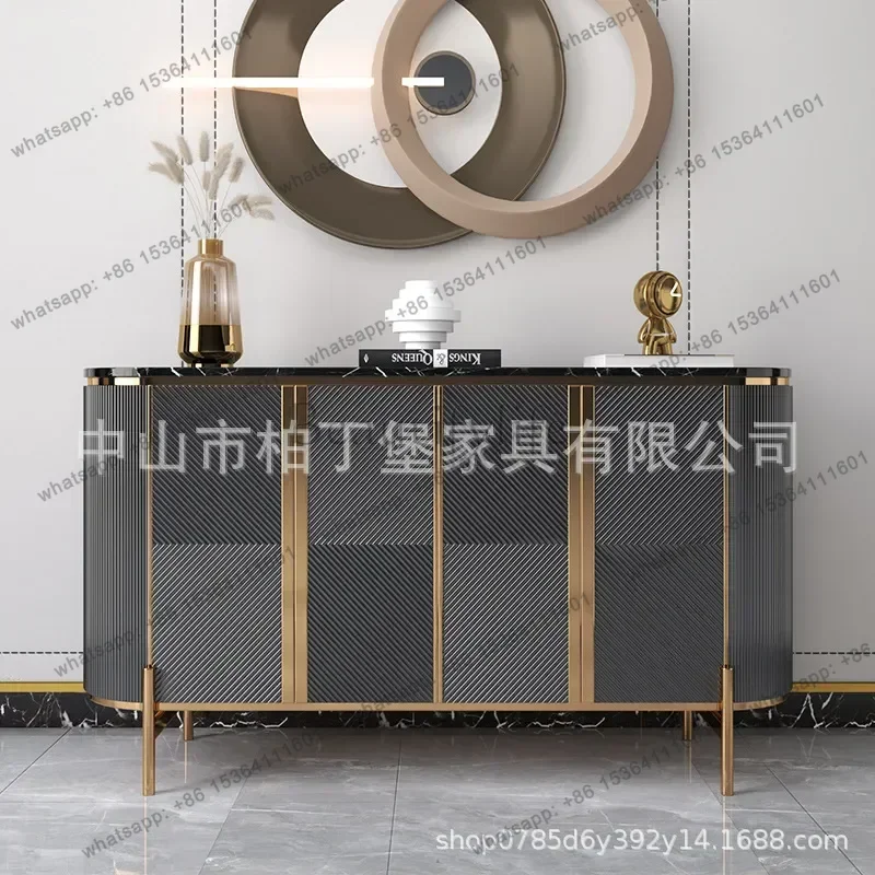 PG Modern Simple Solid Wood Shoe Cabinet Marble Entryway Storage Sideboard Living Room Dining Room Wall Mounted Partition Door