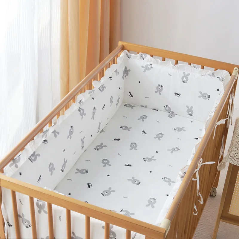 5Pcs Cartoon Baby Crib Bedding Sets room decor Kids Cotton Baby Bed Bumper (4Bumpers+Sheet)