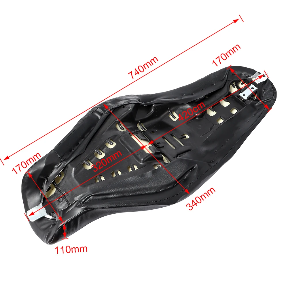 Motorcycle Black Leather two-up Seat Cushion for Harley Sportster XL883 XL1200 48 Driver & Rear Passenger Seat Cushion