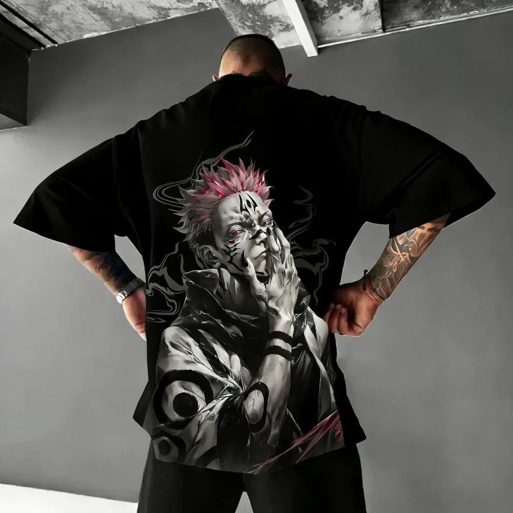 Jujutsu Kaisen Itadori Yuji Unisex Reines Baumwoll-T-Shirt für Sommer 2026, Anime-Druck Locker Geschnittenes Lässiges Familien-Kurzarm-Oberteil
