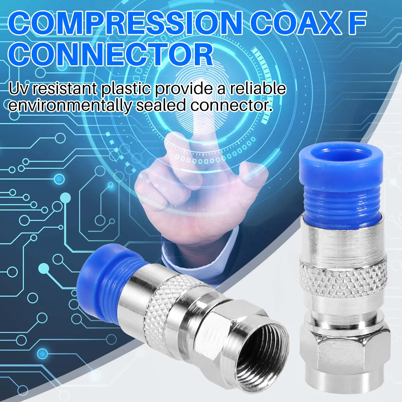 50PCS RG6 Compression Connectors Coaxial Cable Waterproof Connection F Compression Connector RG6 Coaxial Compression Tool