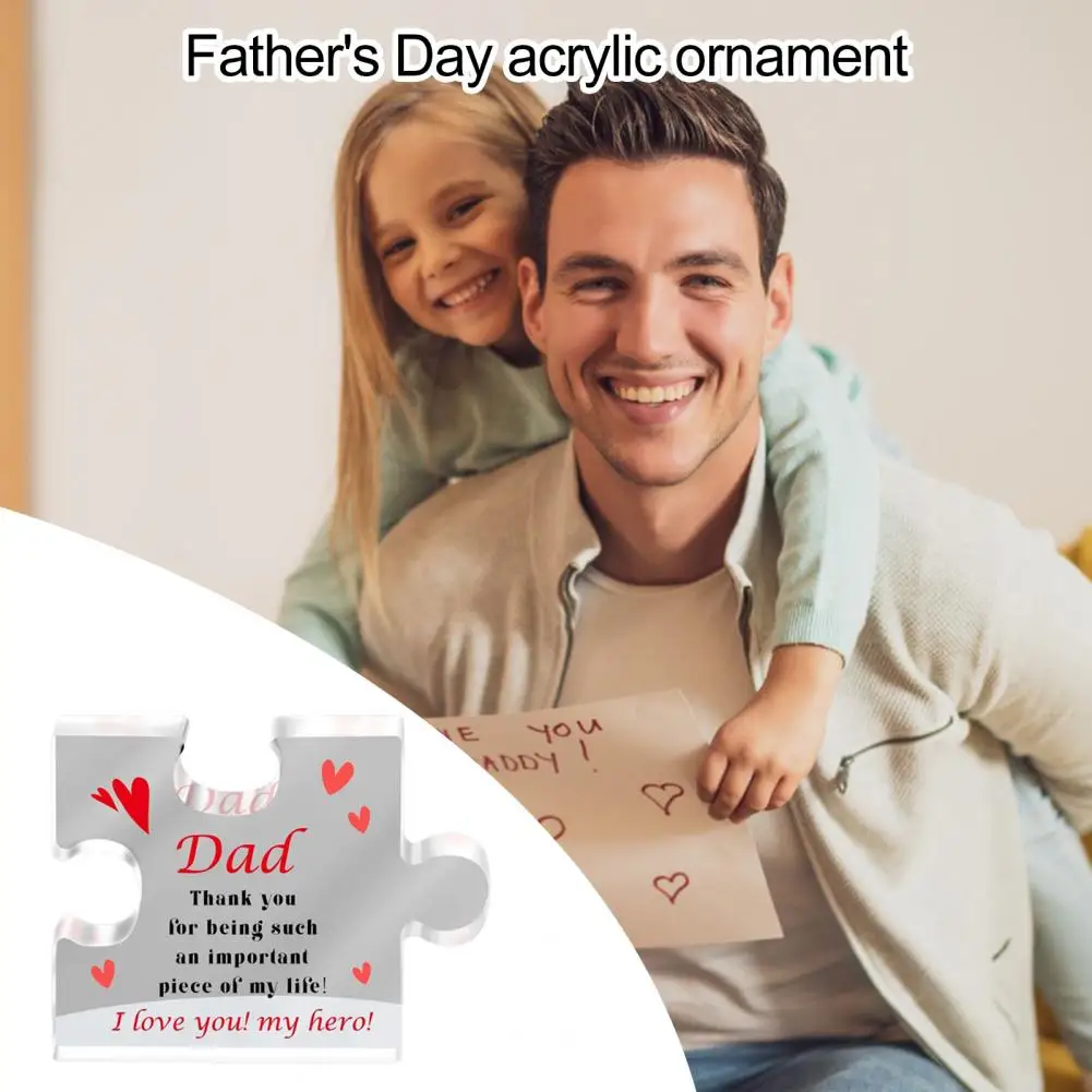 Dad Decoration Father's Day Gift Set Acrylic Decoration Puzzle for Dad Stepfather Father-in-law Desktop Ornament for Home Office