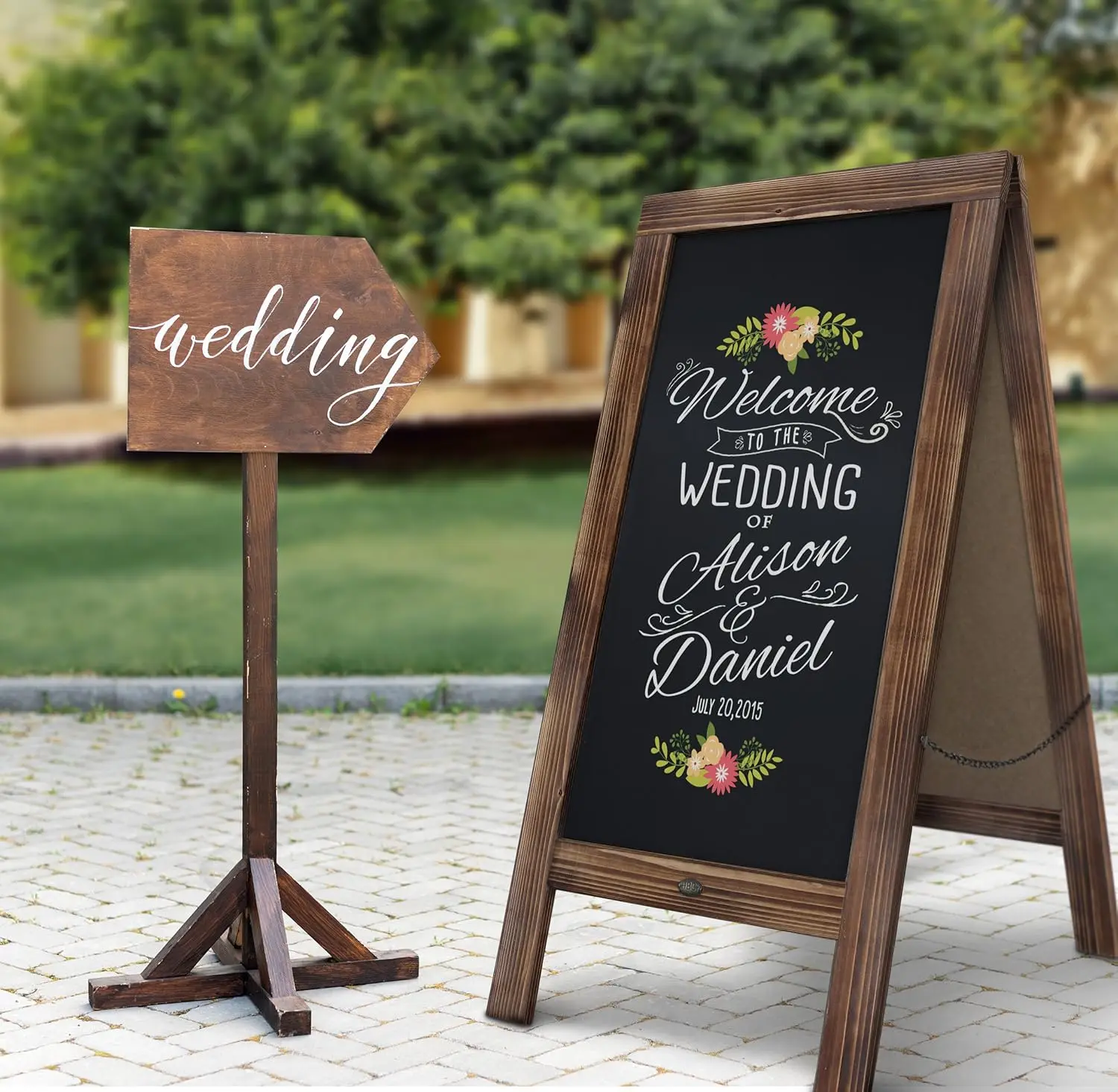 40x20 Solid Wood A-Frame Chalkboard Sign, Double-Sided Magnetic Menu Board for Restaurants Cafes Weddings