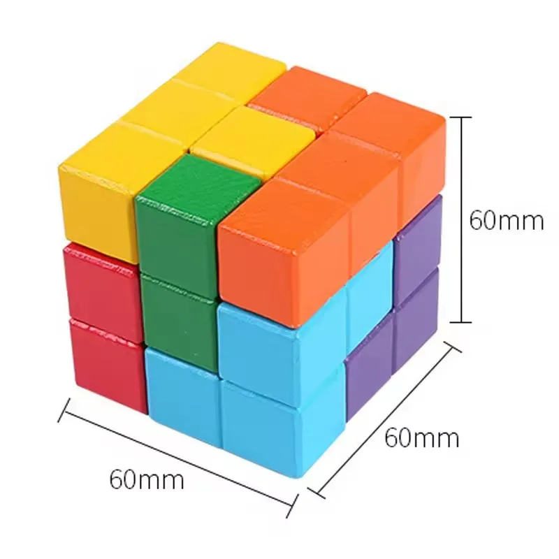 1PCS 3D Wooden Cube Toys Puzzle Games Brain Challenge Game Sensory Toys for Gift