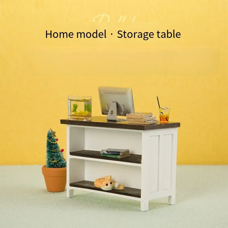

1:12 Scale Dollhouse Miniature Desk, Double-Layer Storage, Living Room Furniture Model 2025