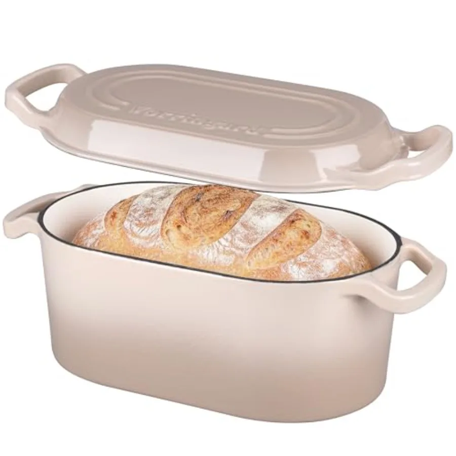 

Овальная чугунная форма для выпечки хлеба с эмалированным покрытием и крышкой, 4 кварта, для домашней выпечки хлеба на закваске