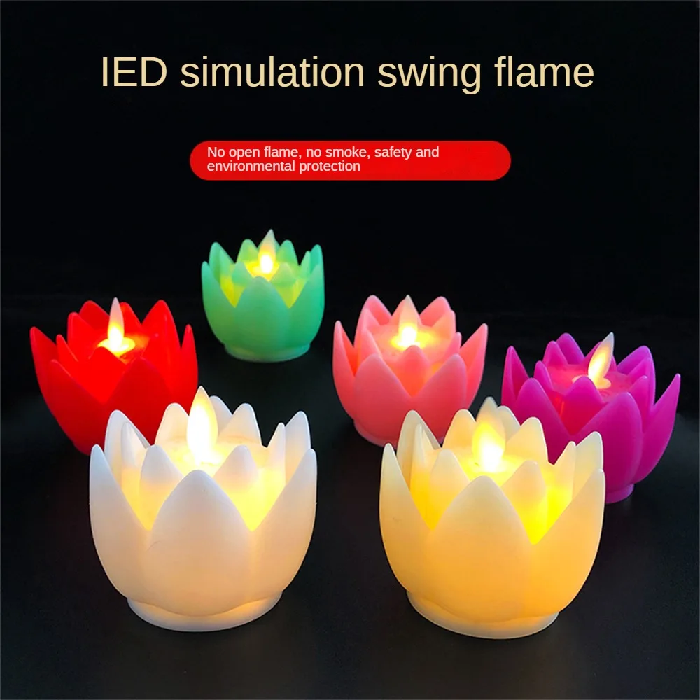 Lotus Lamp In Front Of The TempleLED Night Light Colorful Lotus Light Pay Tribute To The Electronic Candle Lamp LED Decor Light