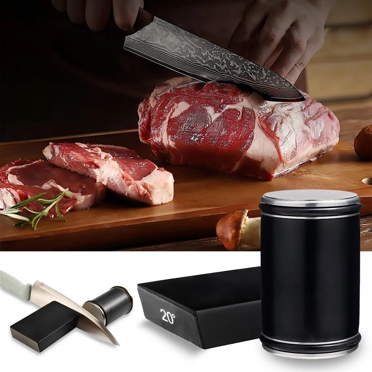 

Set, Knife Sharpening, Knife Sharpener, Tumbler Rolling Knife Sharpener, Engineered For Straight Edge With Industry Diamonds For