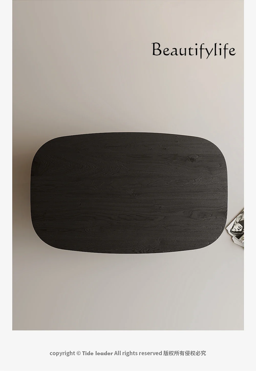 طاولة شاي من الخشب الصلب الأسود من N Qiji Wind مربعة بسيطة للسرير والإفطار نموذج غرفة الحد الأدنى طاولة شاي قصيرة الساق #2