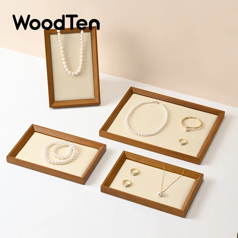

WoodTen поднос для ювелирных изделий из цельного дерева для колец, серег, браслета, браслета, ожерелья, прямоугольная подставка для ювелирных изделий, поднос для хранения ювелирных изделий