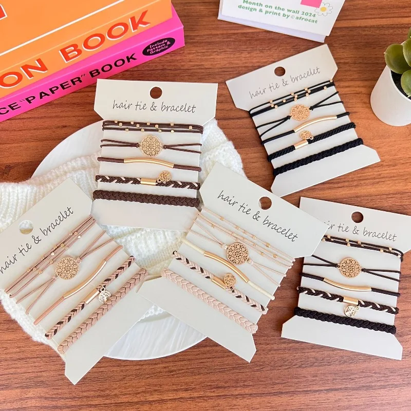 Bandas Elásticas para el Cabello que También Sirven como Joyería Elegante, Sujetadores de Cola de Caballo con Fuerte Agarre, Regalo para Cumpleaños, Pulseras para el Cabello para Mujer