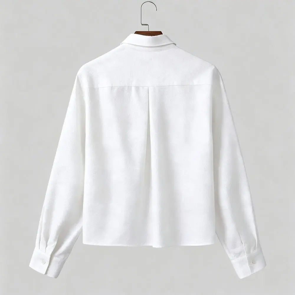 Mens Fashion Casual Shirt Texture Fabric Loose Fit Turn Down Collar Solid Color Autumn Long Sleeve Streetwear Top Shirt