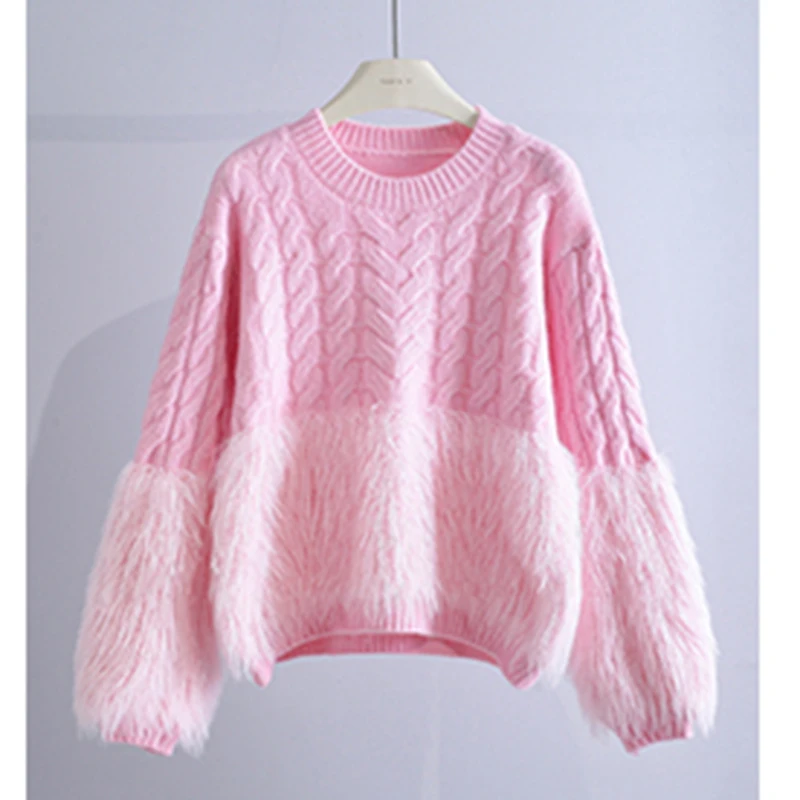 

Mink Velvet Tassel Twist Sweater Women's Autumn Winter 2026 New Solid Design Sense Long Sleeve Warm Top Loose Pullover Sweater