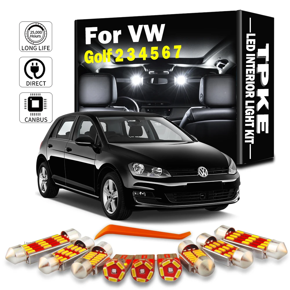 TPKE LED Interior Map Dome Light Kit Canbus For Volkswagen VW GOLF 2 3 4 5 6 7 MK2 MK3 MK4 MK5 MK6 MK7 Car Number Plate Bulbs