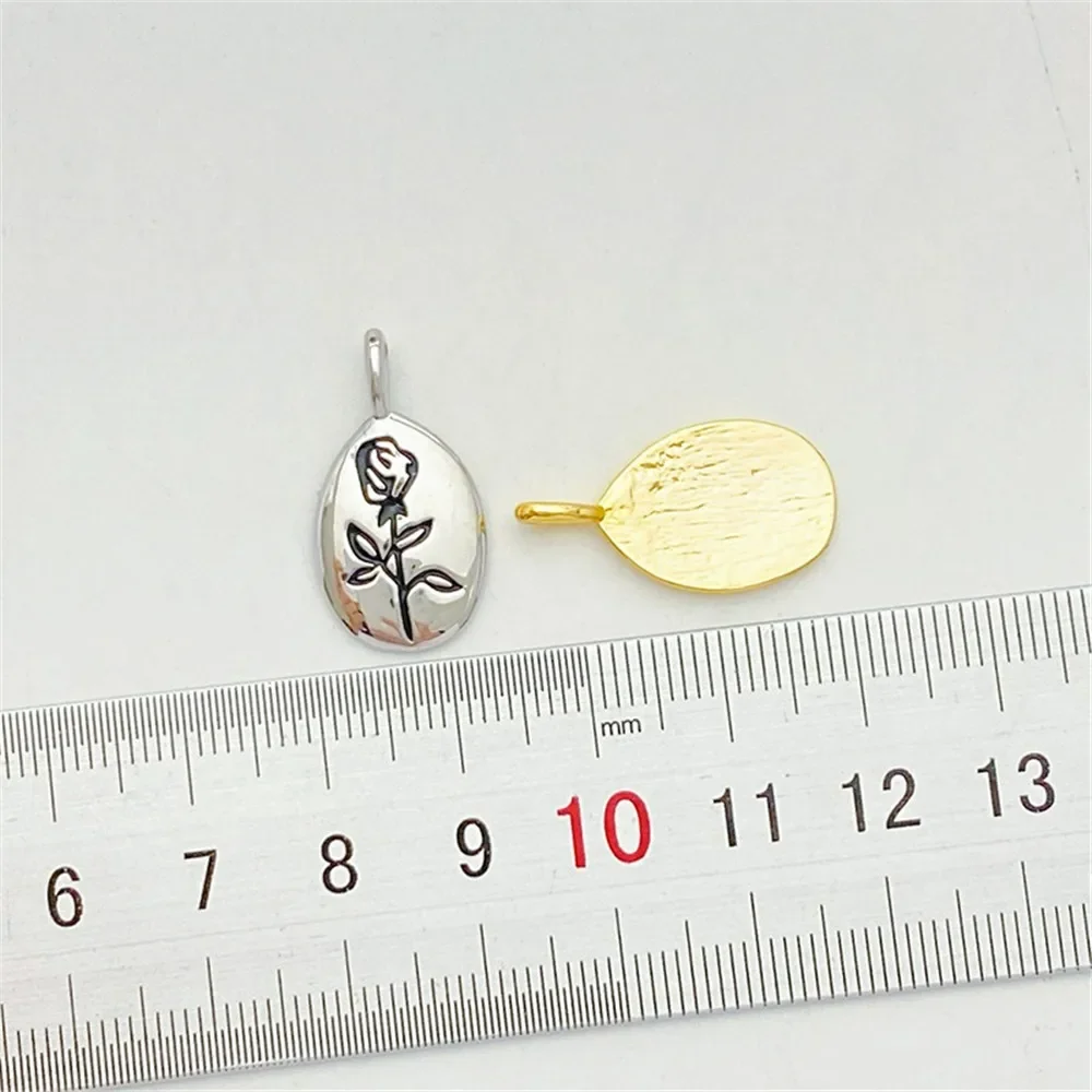 

14K Gold-plating Retro Flower Rose Tag Pendant Handmade DIY Bracelet Necklace Jewelry Material Accessories