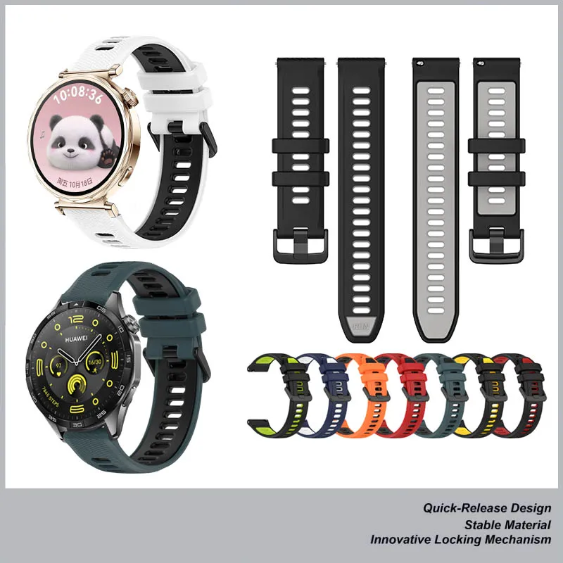 العالمي 18 مللي متر 20 مللي متر 22 مللي متر لونين المطاط حزام الفرقة لهواوي ساعة GT5 GT4 GT3 SE GT2 / GT-5-4-3-Pro-2e 41 مللي متر 42 مللي متر 46 مللي متر