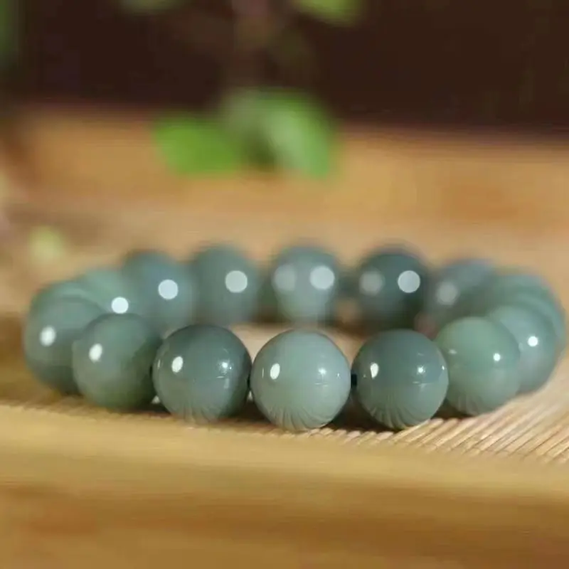 

Цепочка из нефрита Hetian из натуральной яшмы, старый материал, розовый, зеленый, круглый браслет из бисера 12 мм