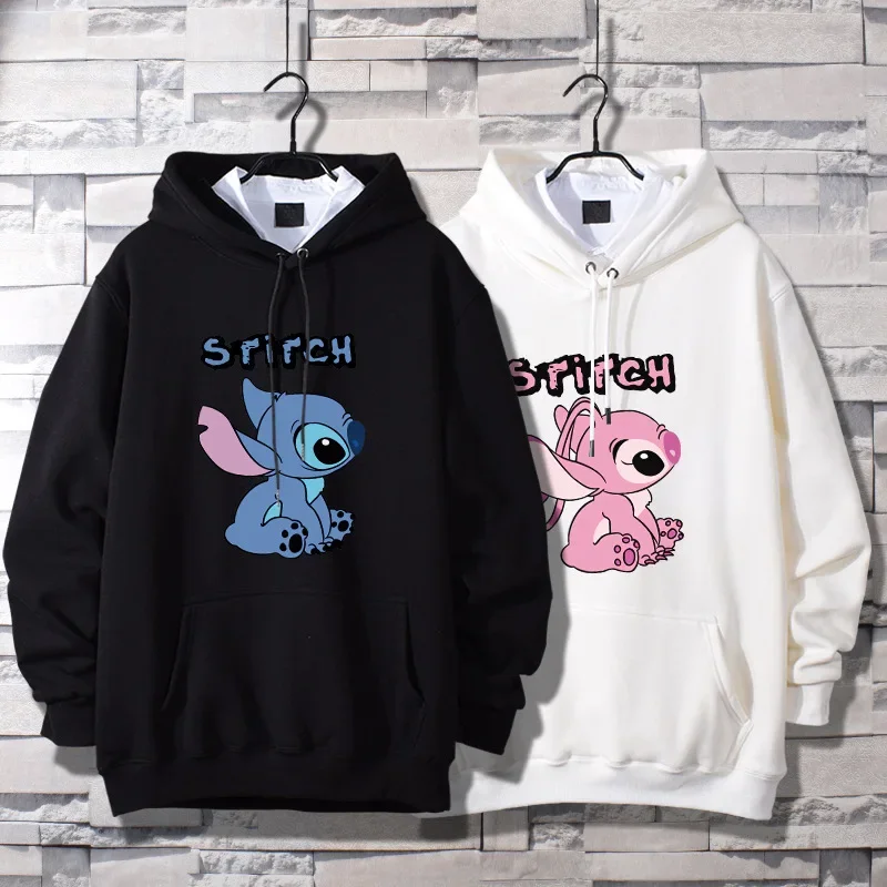 Stitch Clothes Disney bluza z kapturem para sweter męski i damski luźne góra Y2k Streetwear kobiety Kawaii ubrania