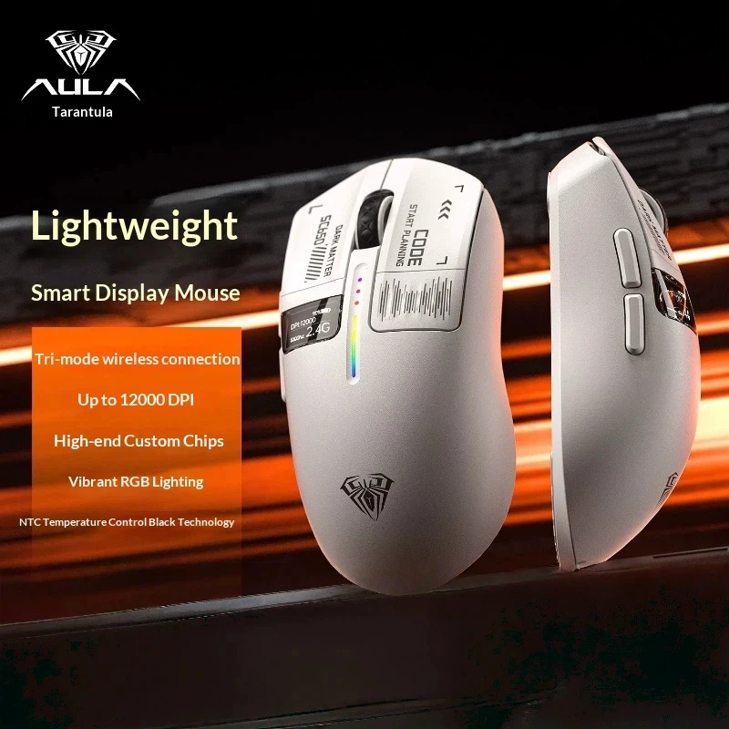 aula-sc650-ワイヤレス-bluetooth-トライモードゲーミングマウス、充電式軽量デジタルディスプレイ画面、pc-ラップトップゲーマー向け