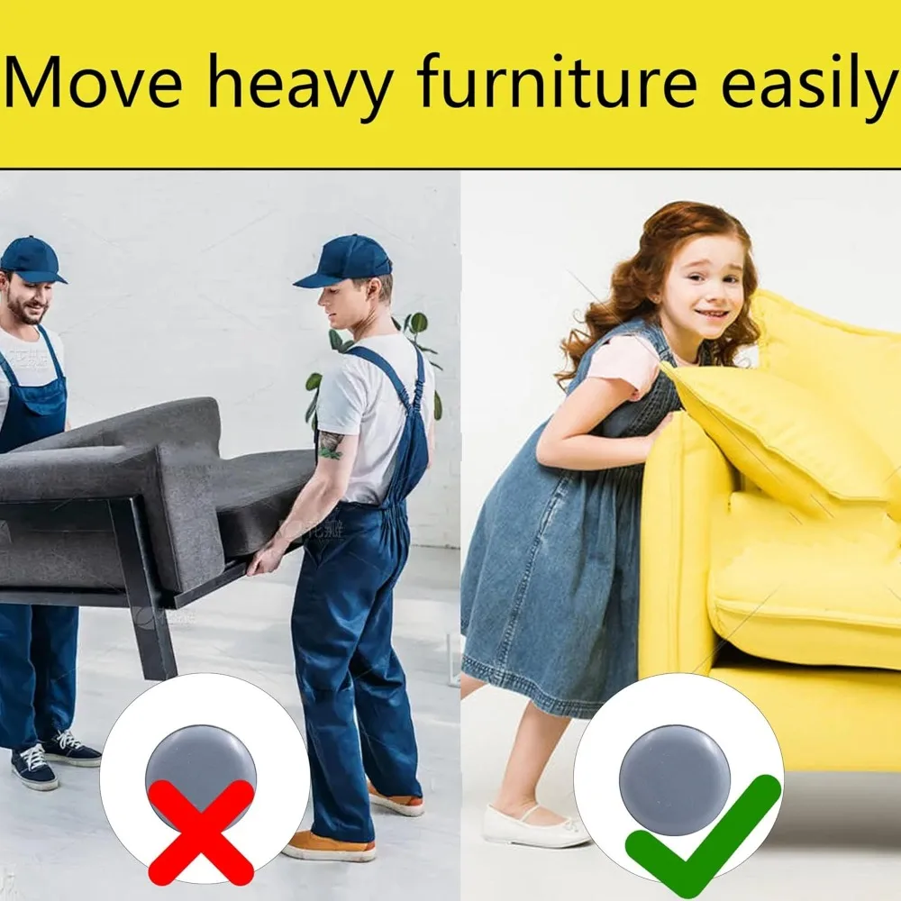 4/8/16Pcs Round Furniture Leg Pads with Screw & Nail-On, PTFE Sliders for Table Chair Cabinet Sofa - Floor Protectors for Moving view 5