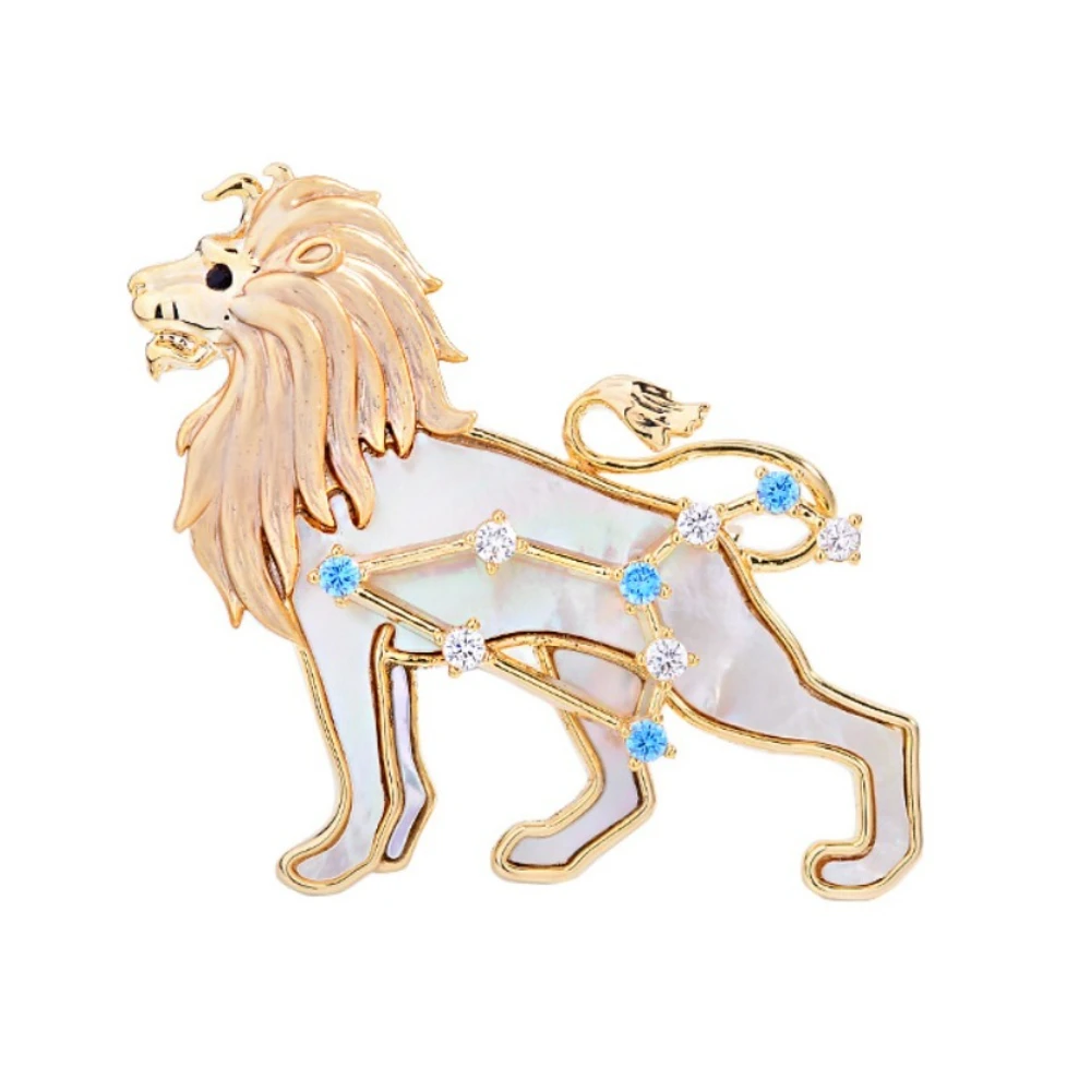 

Luxury Lion Rhinestone Brooch Pin for Men Crystal Animal Lapel Pins Fashion Party Wedding Badge Exquisite Jewelry Accessory Gift