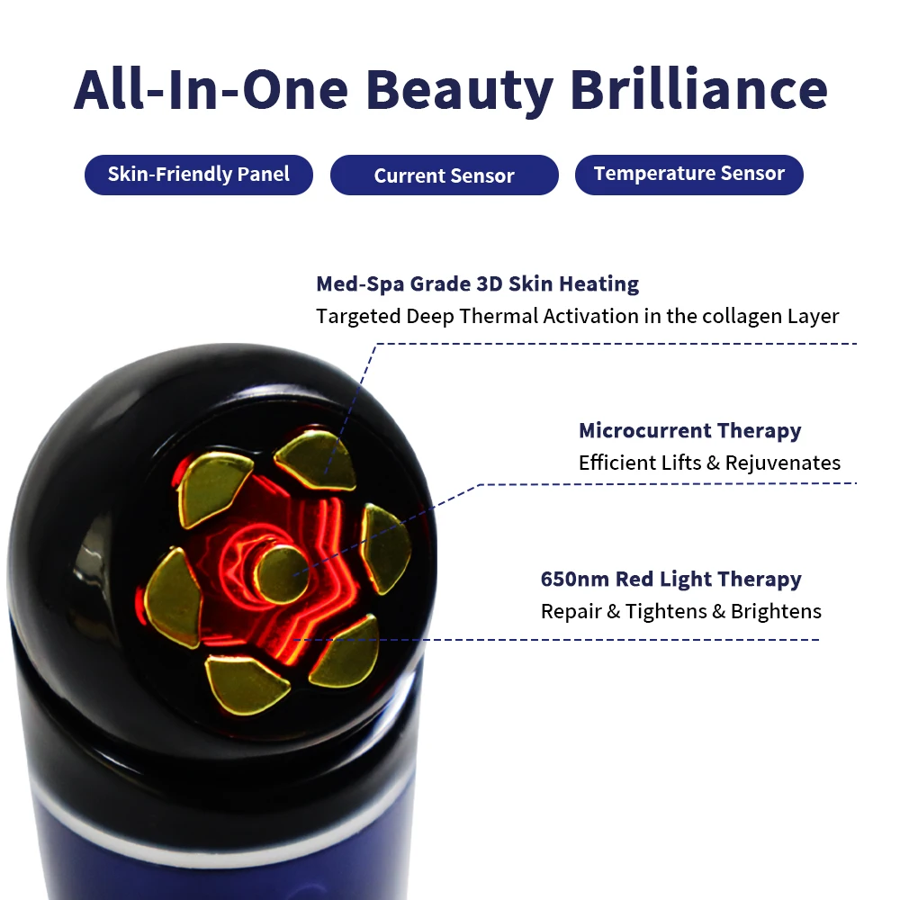 آلة شد الجلد مكركرنت RF EMS 3 في 1 جهاز مكافحة الشيخوخة الاهتزاز العلاج بالضوء الأحمر لرفع الوجه وإزالة التجاعيد #3