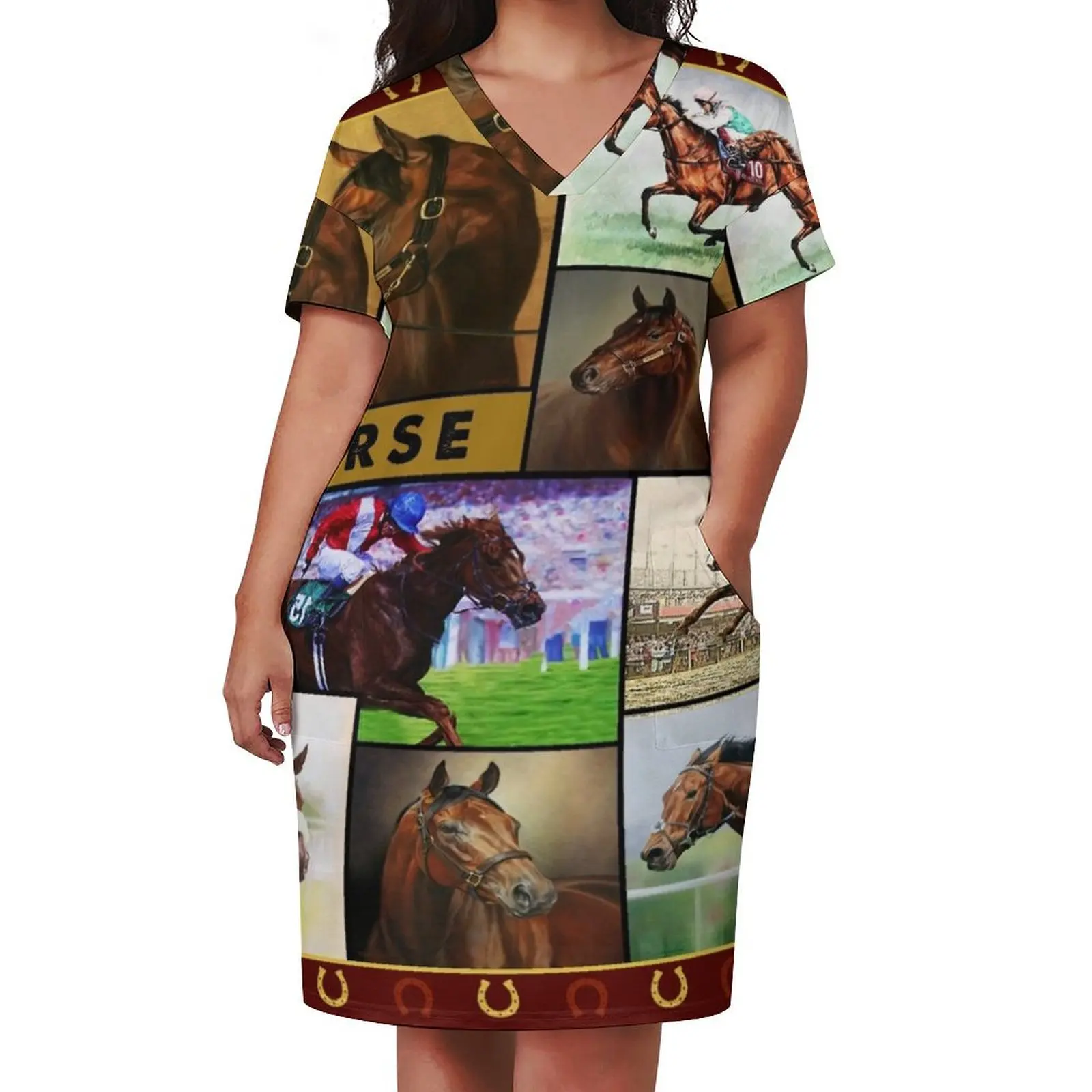 Horse Racing All Season Blanket Loose Pocket Dress fairy dress Women