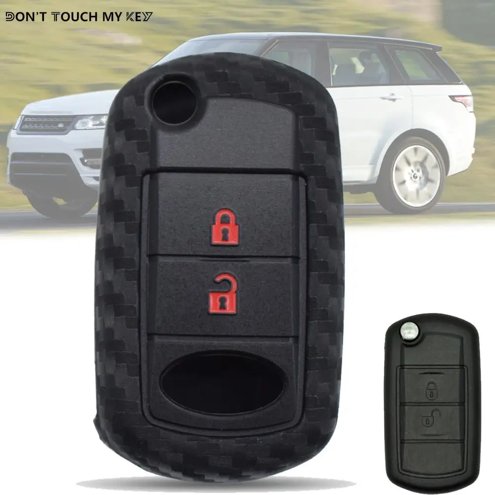 Silicone Carbon Fiber Style Car Key Shell Case Fob Cover For Range Rover Sport Vouge Land Rover Discovery 3 2006 2007 2008 2009