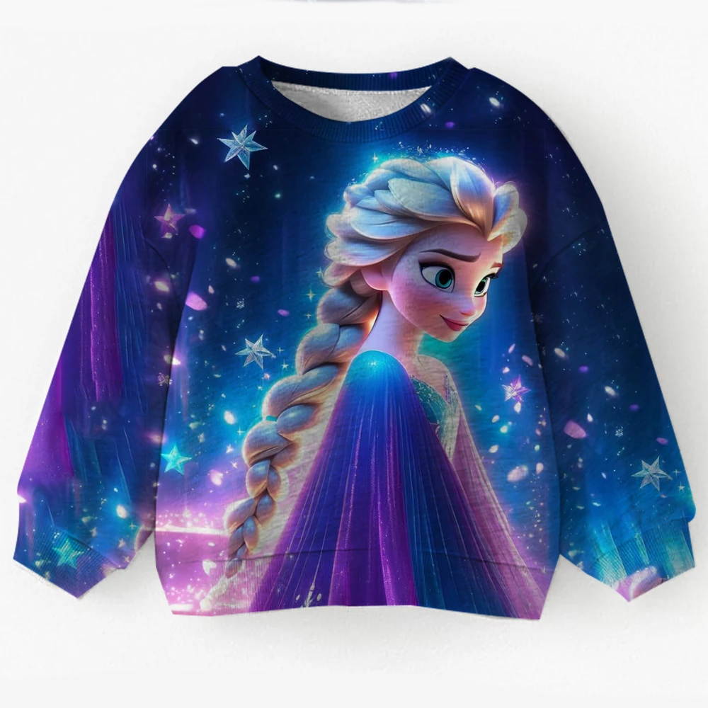 

Disney Princess Kids Cartoon Sweatshirts New Fashion Casual Clothes Boys and Girls Round Neck Tops Baby Cute Hoodies Spring Autu