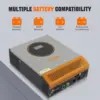 PowMr 2400W 순수 사인파 인버터 24VDC ~ 110V/120VAC 50A PWM 충전 컨트롤러 최대 PV 80VDC 태양광 인버터 오프 그리드 시스템 3