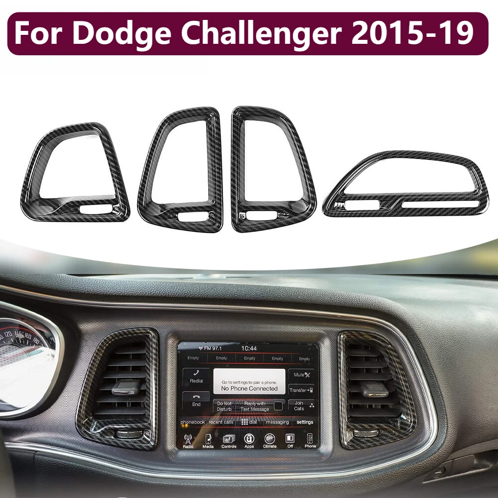 

4 шт., крышка вентиляционного отверстия из углеродного волокна, комплект отделки розетки переменного тока для Dodge Challenger 2015-2019