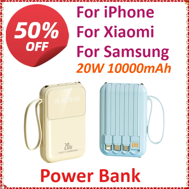 

20W 10000mAh Portable Power Bank Fast Charging For iPhone For Xiaomi For Samsung With USB Type C/Micro USB/Lightning