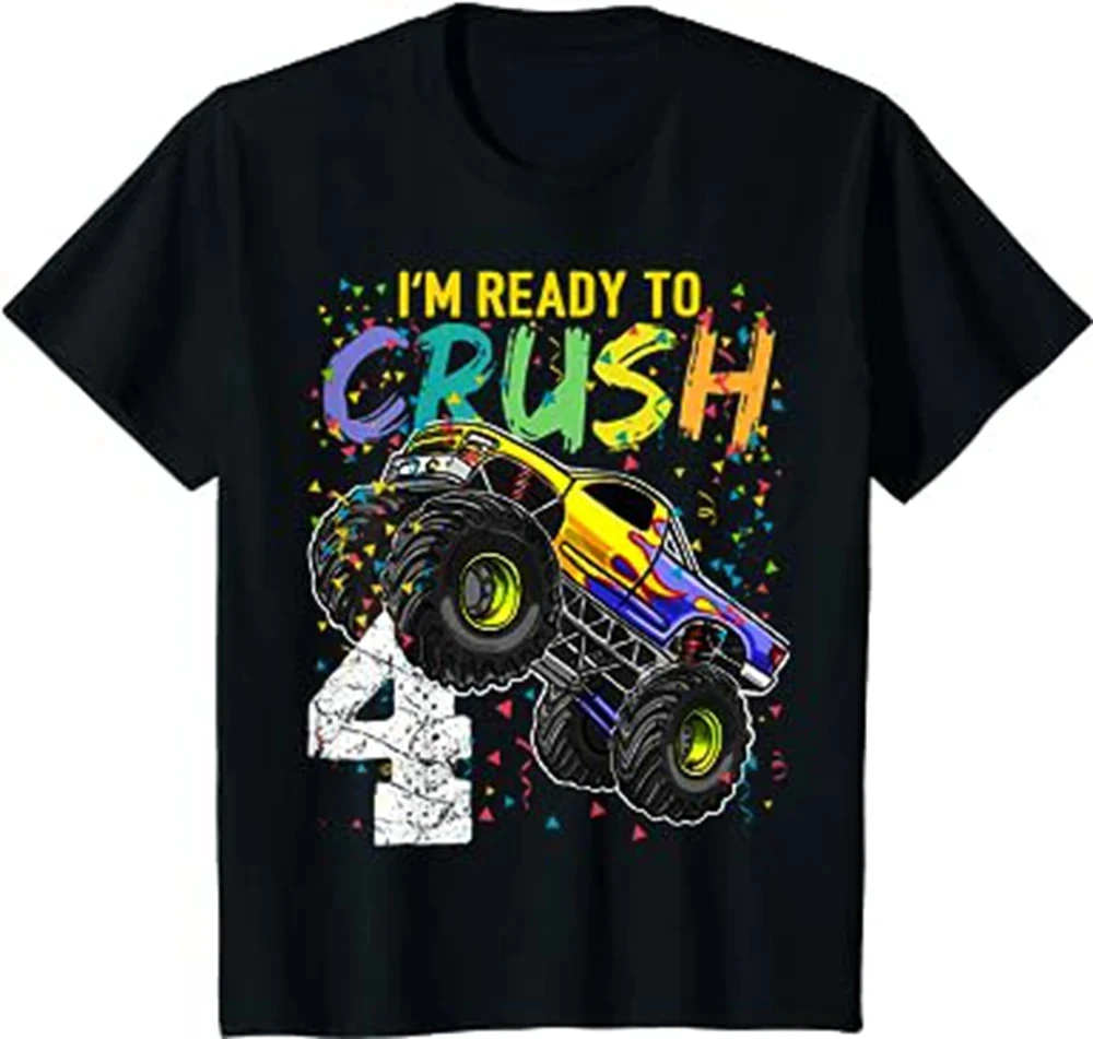 

ZYXZ Summer Kids T-Shirt Monster Truck 4th Birthday Boys T-Shirt Fashion Short Sleeve Kids Clothing For Children 917002